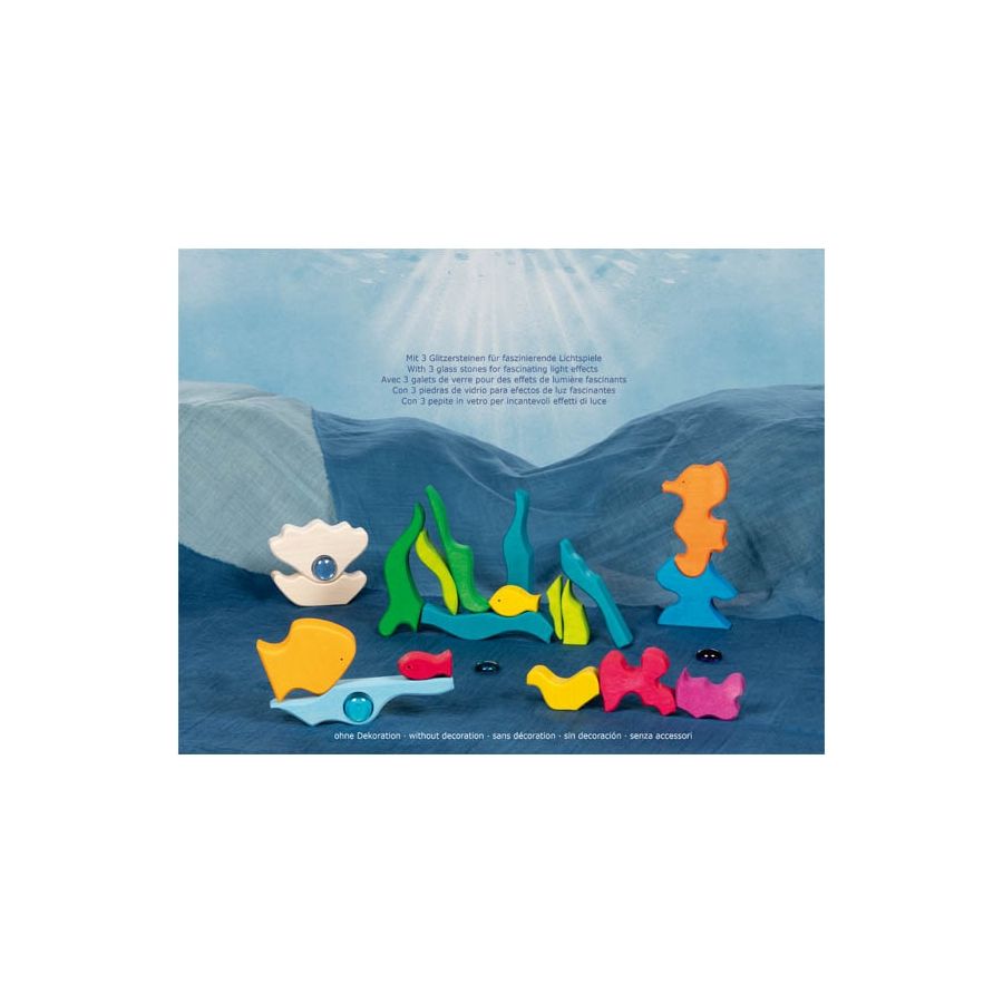 Jeu de construction en bois Luminescence marine - 4 galets - Goki Evolution