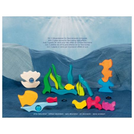 Jeu de construction en bois Luminescence marine - 4 galets - Goki Evolution