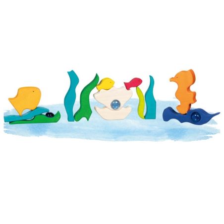 Jeu de construction en bois Luminescence marine - 4 galets - Goki Evolution