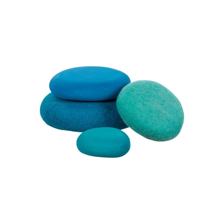 Galets empilables Le doux dégradé de bleu - Goki Evolution - Jouet bois et feutre 1 an+
