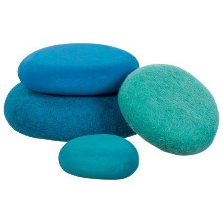 Galets empilables Le doux dégradé de bleu - Goki Evolution - Jouet bois et feutre 1 an+