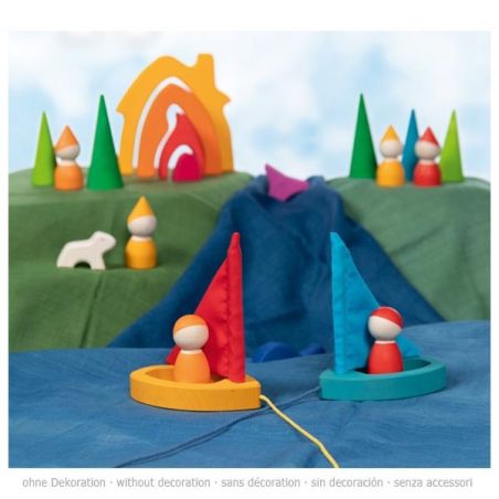 Petits navires en bois et tissu- Jouet Goki Evolution