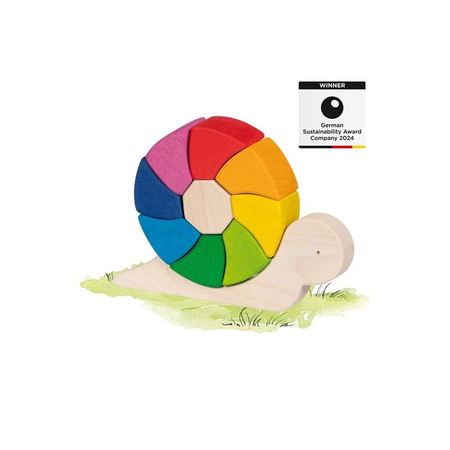 Puzzle et jeu de construction Escargot Pauline - Goki Evolution - Jouet bois dès 3 ans