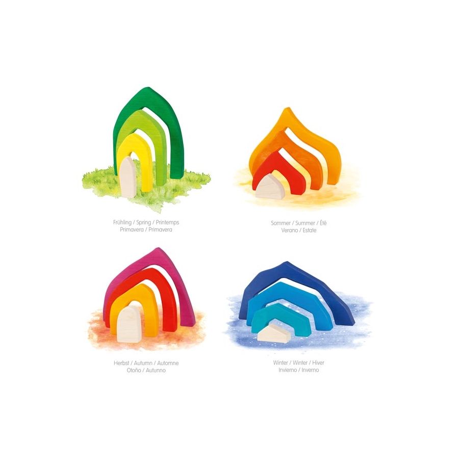 Coffret de construction Quatre Saisons - Goki Evolution - Blocs en bois dès 2 ans
