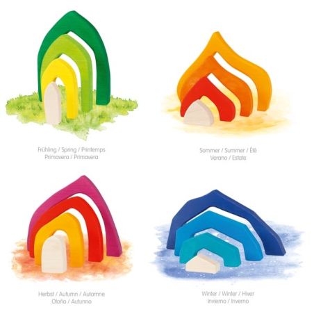 Coffret de construction Quatre Saisons - Goki Evolution - Blocs en bois dès 2 ans