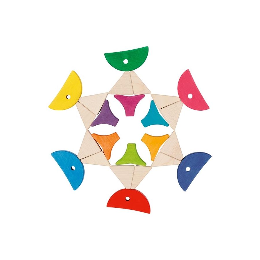 Coffret de construction et puzzle 6 poissons colorés - Goki Evolution - Blocs en bois dès 2 ans