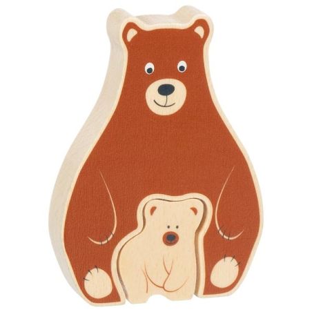 Puzzle en bois pour bébé ours - Jouet éducatif 1 an - Goki Evolution