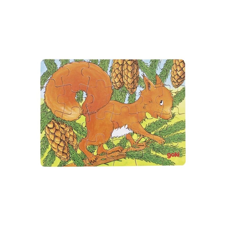 Mini-Puzzle Écureuil - Goki | Puzzle en Bois 24 Pièces pour Enfants