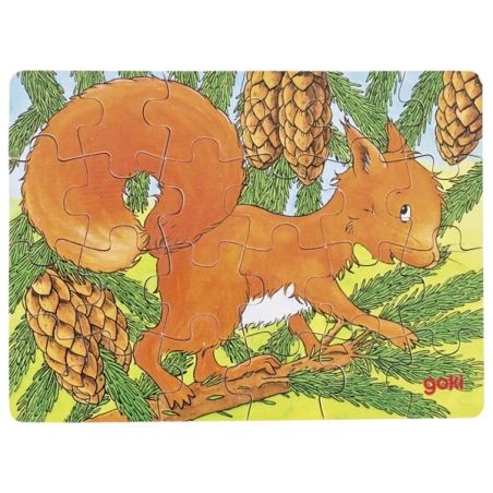 Mini-Puzzle Écureuil - Goki | Puzzle en Bois 24 Pièces pour Enfants