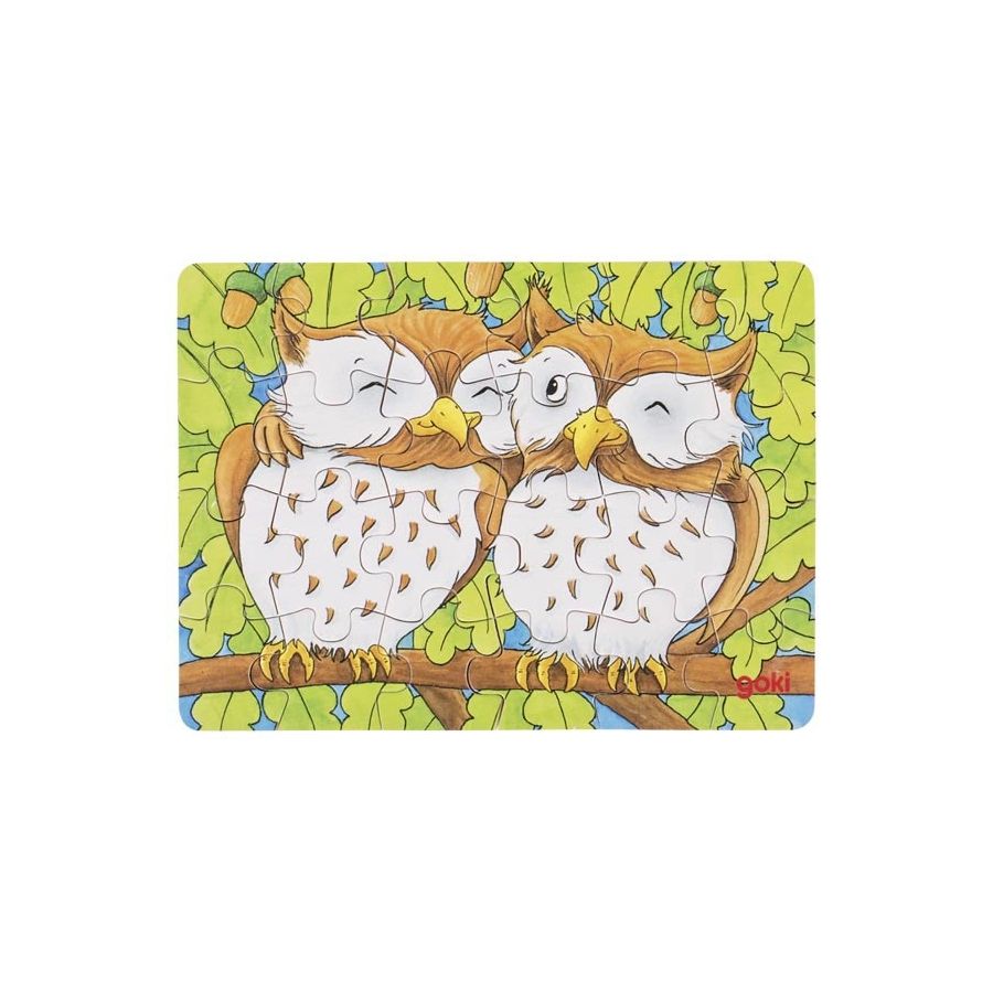 Mini-Puzzle Chouettes - Goki | Puzzle en Bois 24 Pièces pour Enfants