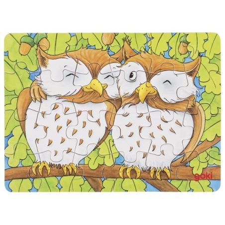 Mini-Puzzle Chouettes - Goki | Puzzle en Bois 24 Pièces pour Enfants