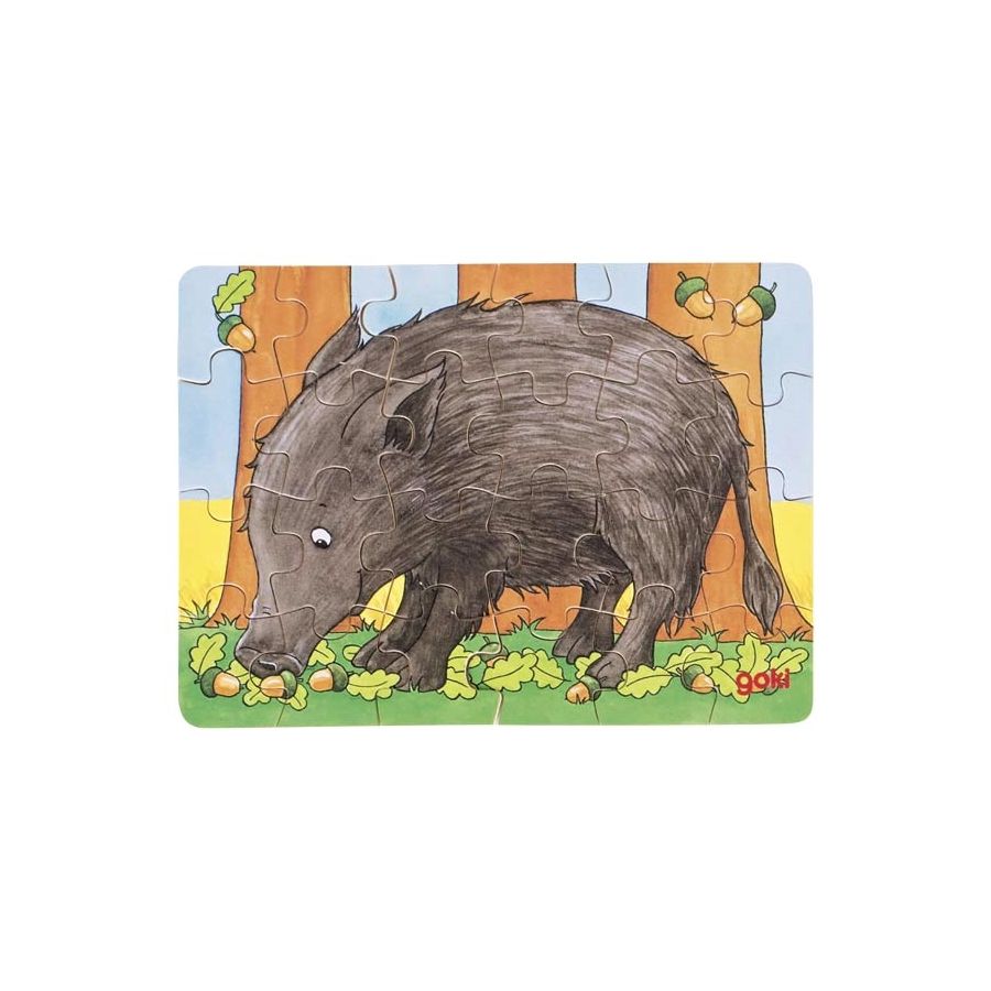Mini-Puzzle Sanglier - Goki | Puzzle en Bois 24 Pièces pour Enfants