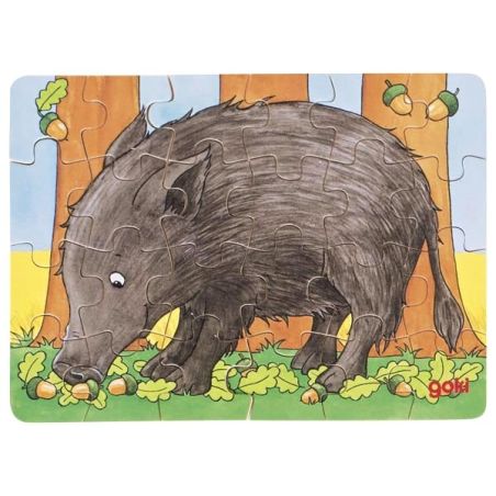 Mini-Puzzle Sanglier - Goki | Puzzle en Bois 24 Pièces pour Enfants