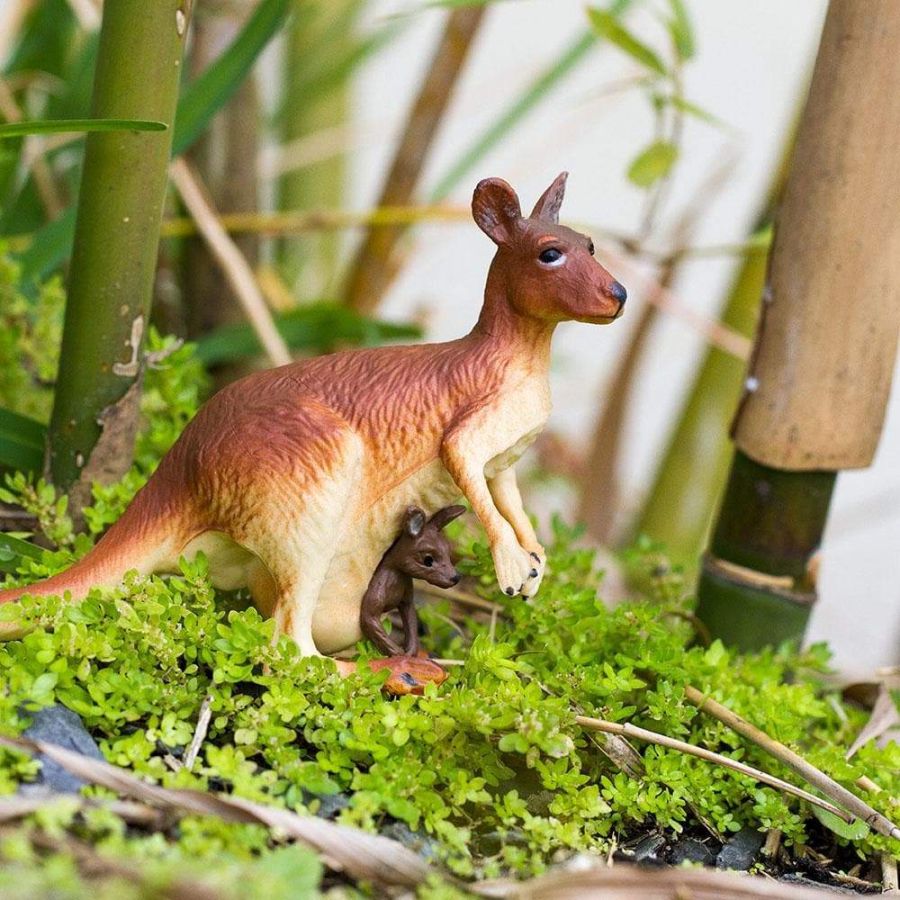 Figurine Kangourou et bébé - Safari Ltd® 292029 | Jouet réaliste | Matériel pédagogiqueAnimaux Montessori