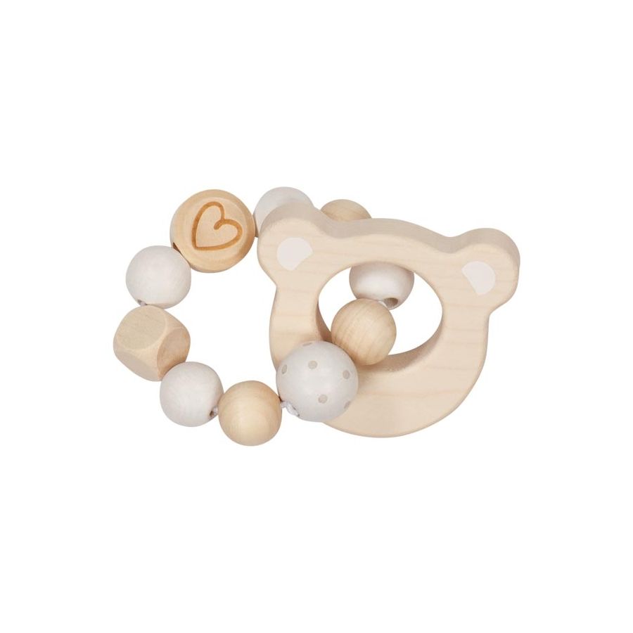 Hochet Flexible Tête d'Ours en Bois – Jouet Éducatif pour Bébé