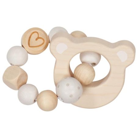 Hochet Flexible Tête d'Ours en Bois – Jouet Éducatif pour Bébé