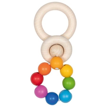 Hochet flexible arc-en-ciel en bois - Jouet éducatif