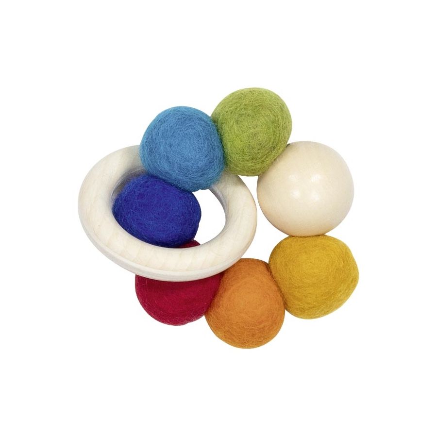 Hochet flexible en bois et feutre pour bébé - Fabriqué en Allemagne