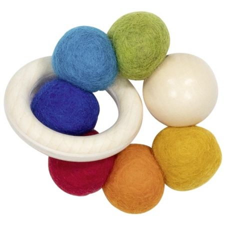 Hochet flexible en bois et feutre pour bébé - Fabriqué en Allemagne