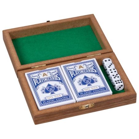 Boîte de jeux avec dés et cartes - Coffret en bois | Les Minis