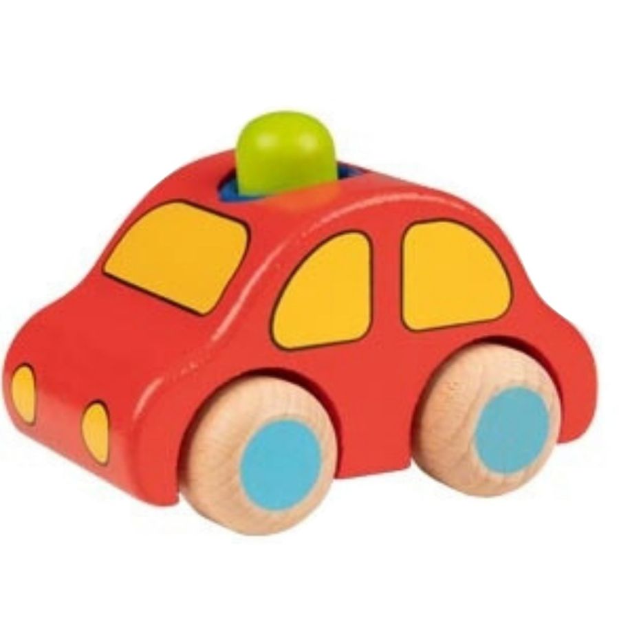 Voiture en bois avec klaxon rouge - Jouet bébé 1 an - Goki Evolution