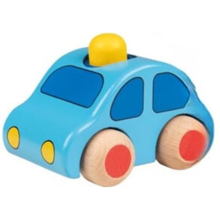Voiture en bois avec klaxon bleu clair - Jouet bébé 1 an - Goki Evolution