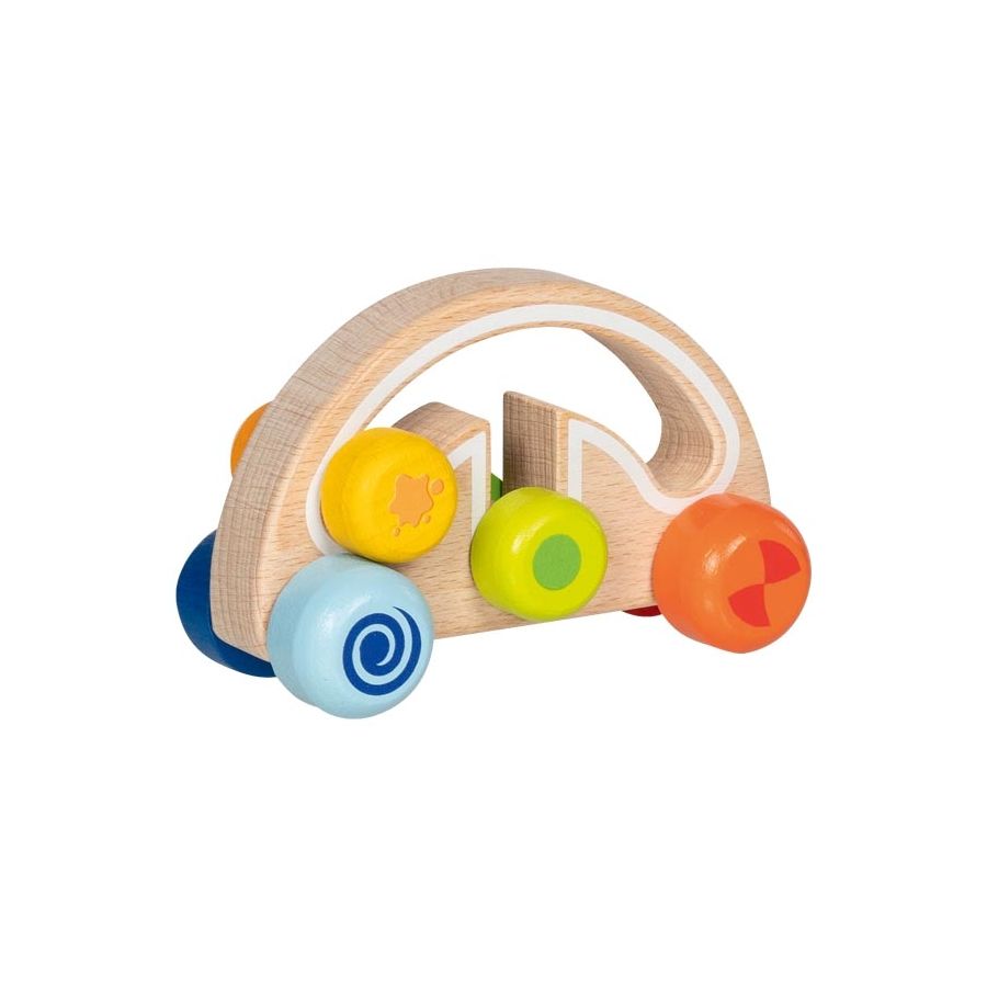 Voiture ronde en bois à saisir - Jouet bébé 1 an - Goki Evolution