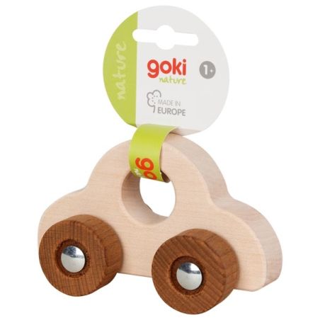 Voiture à saisir en bois naturel clair - Jouet écologique bébé 1 an - Goki Nature