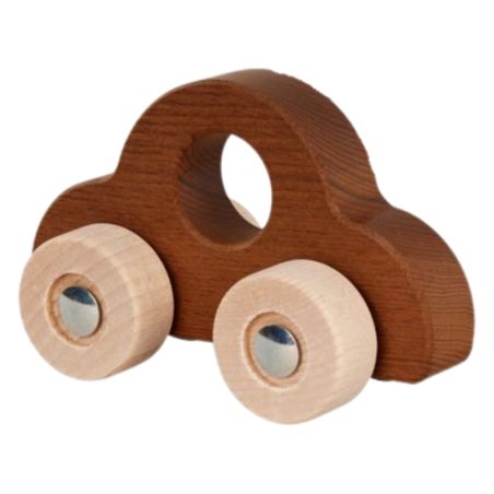 Voiture à saisir en bois foncé - Jouet écologique bébé 1 an - Goki Nature