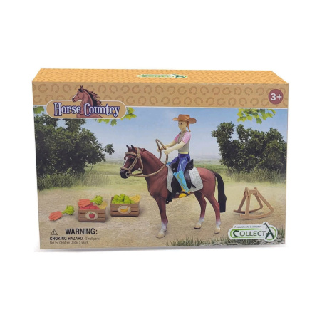 Set CollectA Cavalière Cowgirl avec Cheval et Accessoires