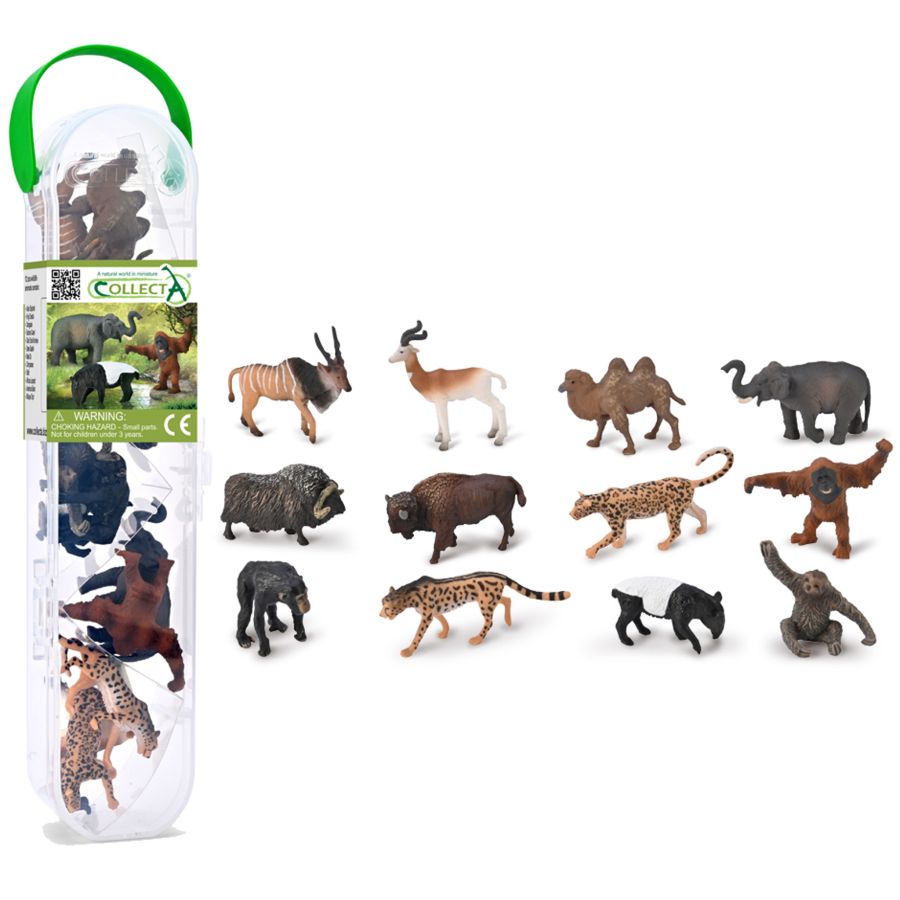 Tube Mini Animaux Sauvages CollectA – 12 Figurines Éducatives