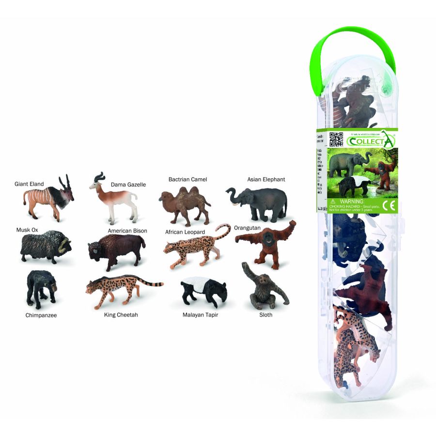 Tube Mini Animaux Sauvages CollectA – 12 Figurines Éducatives