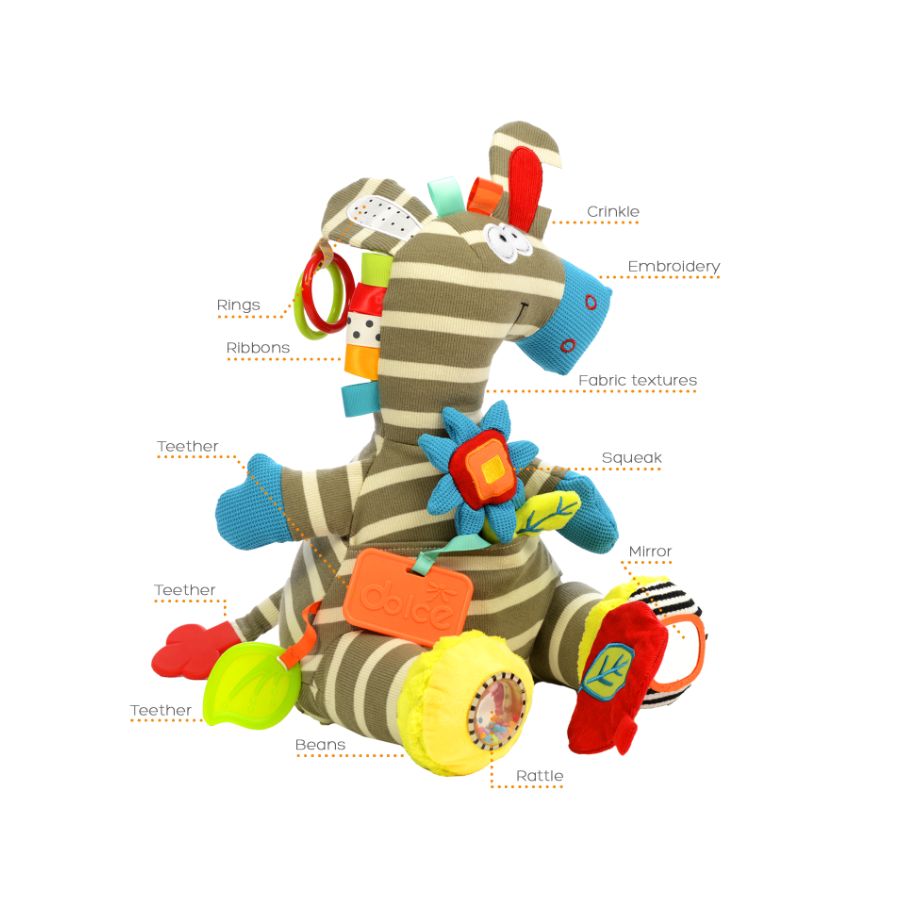 Zeddy le Zèbre - Peluche d'activité 25 cm pour bébé