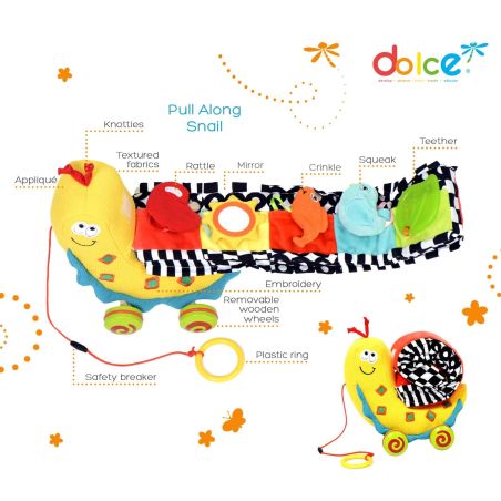 Semmy l’Escargot – Jouet à tirer sensoriel bébé 1 an | Dolce Toys
