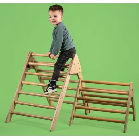 Triangle de Pikler en Bois Naturel – Stimulez la Motricité des Enfants