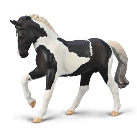 Figurine Étalon Warmblood Collecta | Cheval Noir Tobiano 15,2cm | Collection Équestre