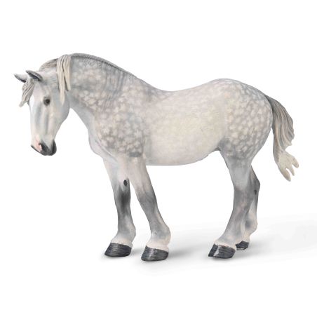 Jument Percheronne Grise CollectA 80029 | Cheval de Trait 18cm | Collection Chevaux