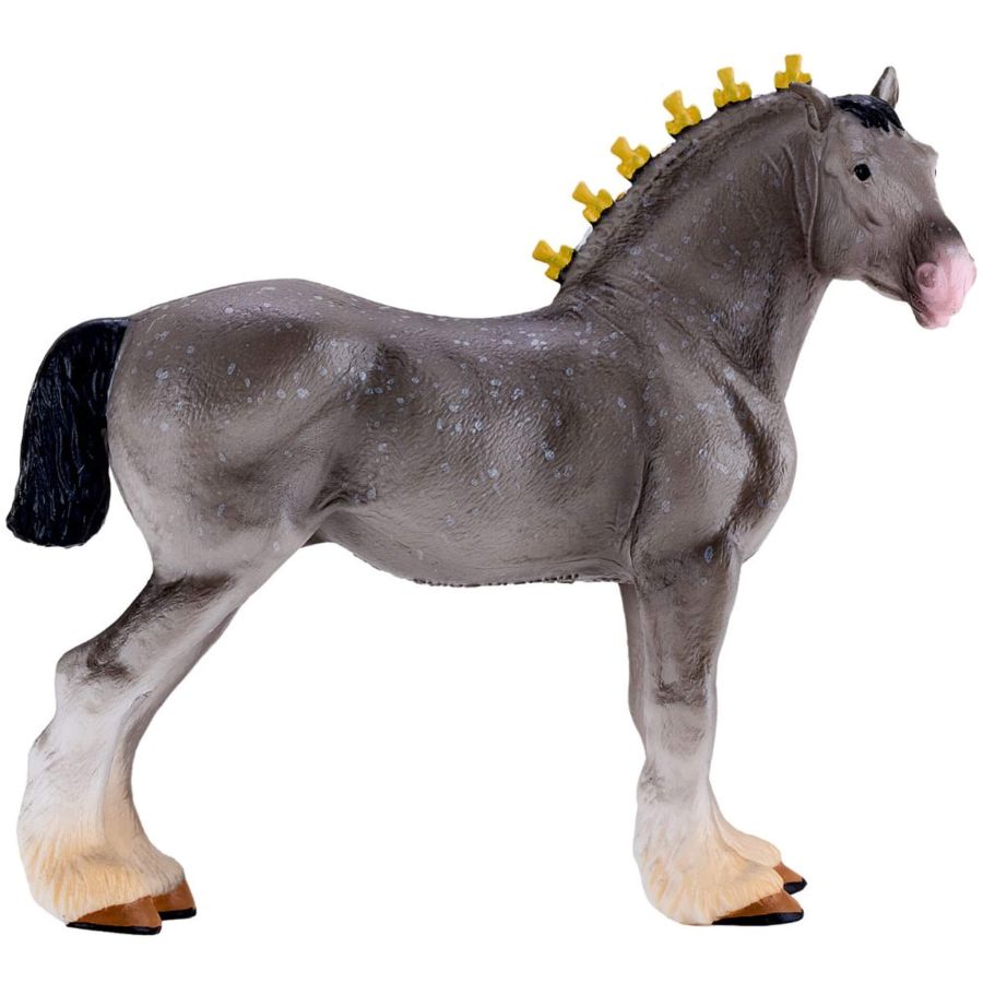 Figurine Cheval Shire Gris Pommelé MOJO - Étalon de Trait Britannique | Collection Équestre