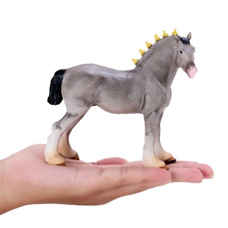 Figurine Cheval Shire Gris Pommelé MOJO - Étalon de Trait Britannique | Collection Équestre