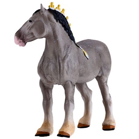 Figurine Cheval Shire Gris Pommelé MOJO - Étalon de Trait Britannique | Collection Équestre