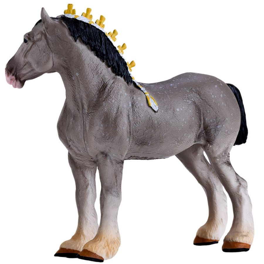 Figurine Cheval Shire Gris Pommelé MOJO - Étalon de Trait Britannique | Collection Équestre
