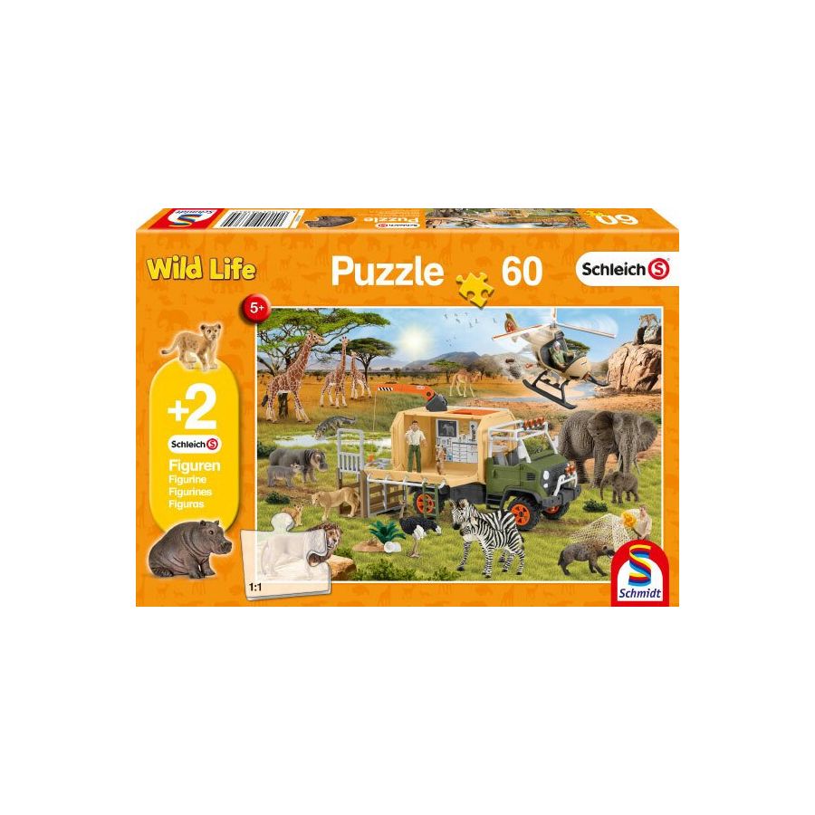 Puzzle Sauvetage Animalier Schmidt x Schleich | 60 Pièces avec Hippo Exclusif