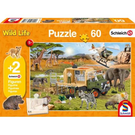 Puzzle Sauvetage Animalier Schmidt x Schleich | 60 Pièces avec Hippo Exclusif
