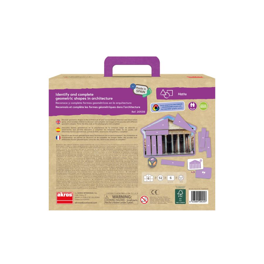 Jeu Formes Géométriques Architecture AKROS | Puzzles 3-8 ans