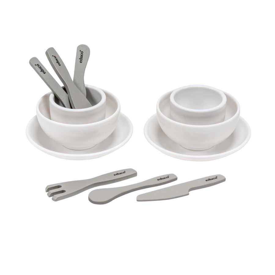 Ensemble de Vaisselle en Bois Educo – Jouet d’Imitation Complet