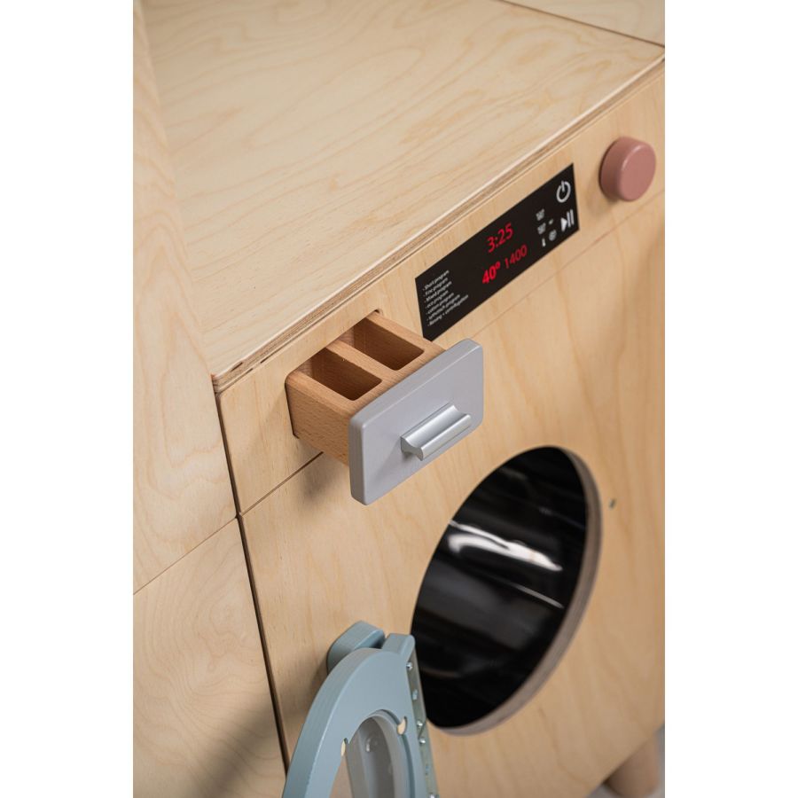 Machine à Laver en Bois Educo – Jouet d’Imitation Premium avec Tambour Métallique