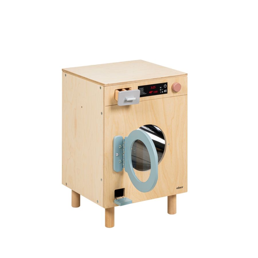 Machine à Laver en Bois Educo – Jouet d’Imitation Premium avec Tambour Métallique