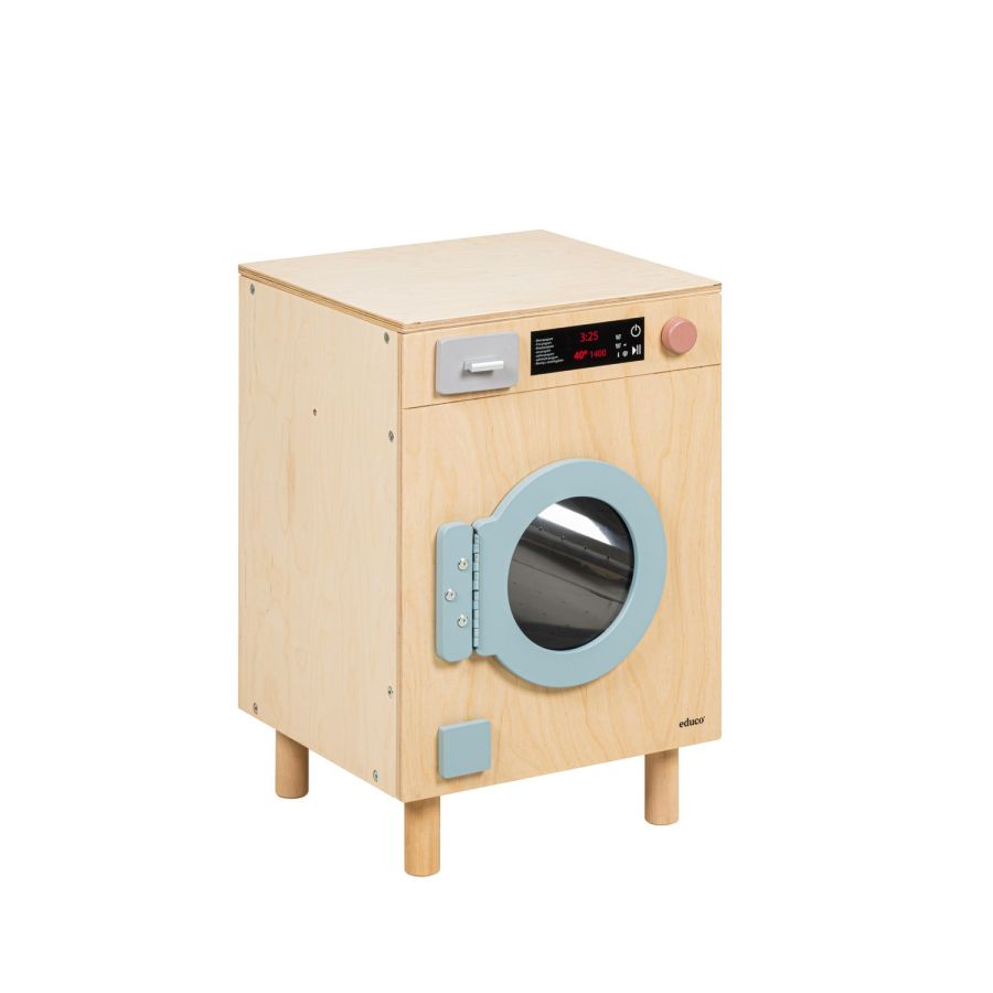 Machine à Laver en Bois Educo – Jouet d’Imitation Premium avec Tambour Métallique