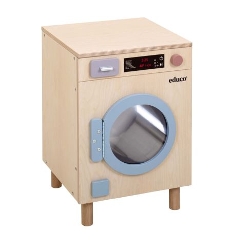 Machine à Laver en Bois Educo – Jouet d’Imitation Premium avec Tambour Métallique