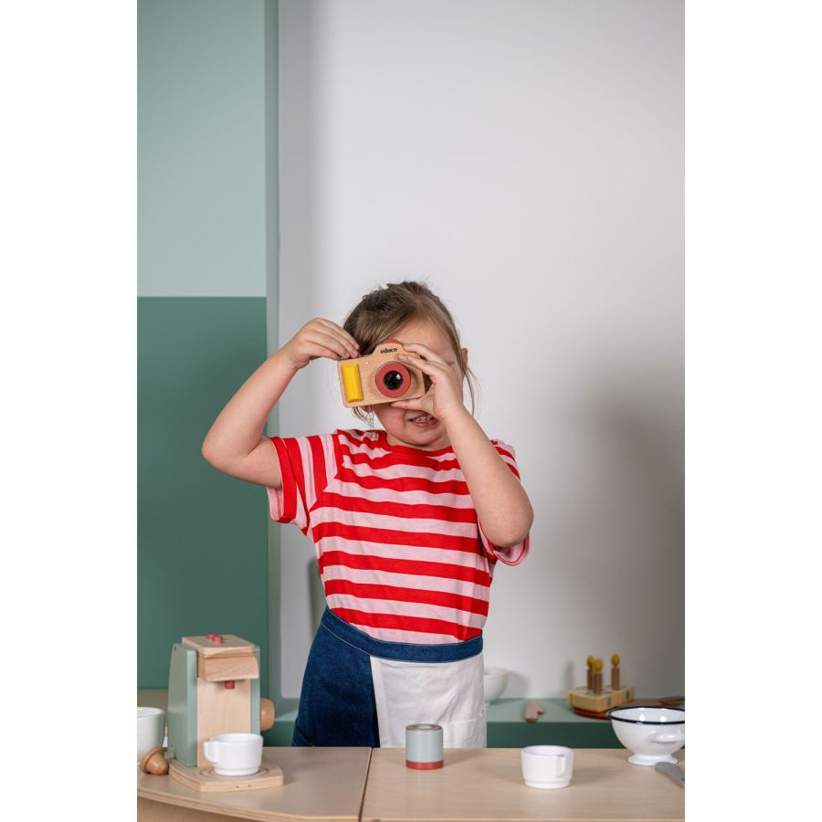 Appareil Photo en Bois – Objectifs Interchangeables, Jouet d’Imitation